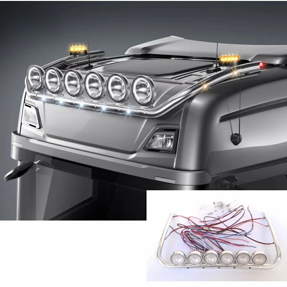 

For 1/14 Tamiya RC Dome Light Truck Trailer Tipper Scania 770S R470 R620 Mercedes-Benz Actros Volvo MAN LESU DIY Part