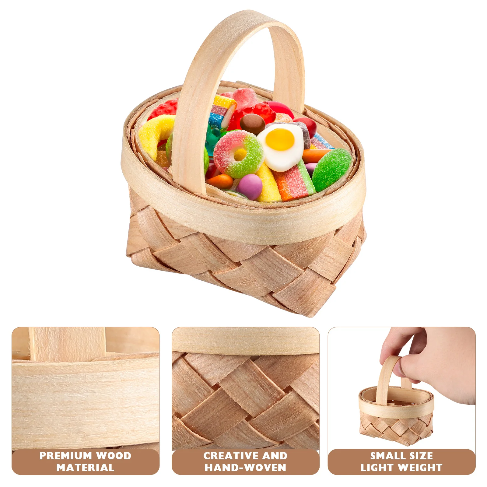 Basket Baskets Mini Woven Picnic Easter For Tiny Crafts Small Wooden Miniature With Flower Wood Favors Party Wicker Handles