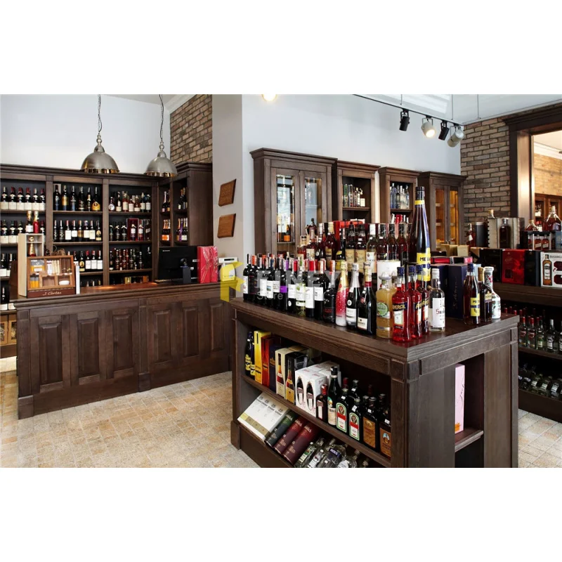 （customized）Customized Wine Shop Interior Design Decoration Retail Wine Store Furniture Wooden Shelf Wine Rack Wall Mounted