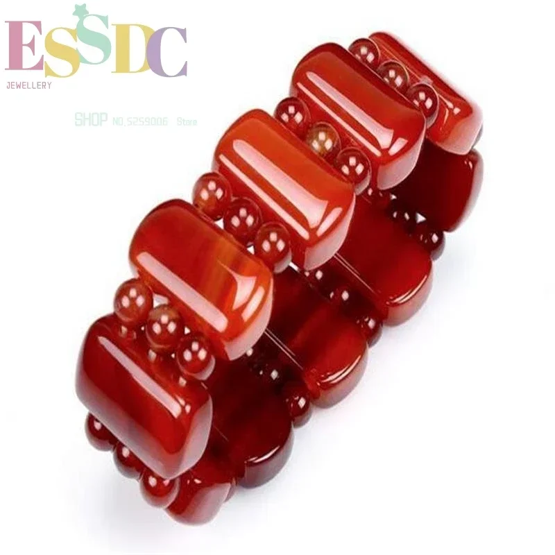 Lovers Noblest 14mm Red Jades Beads Stretch Bracelet