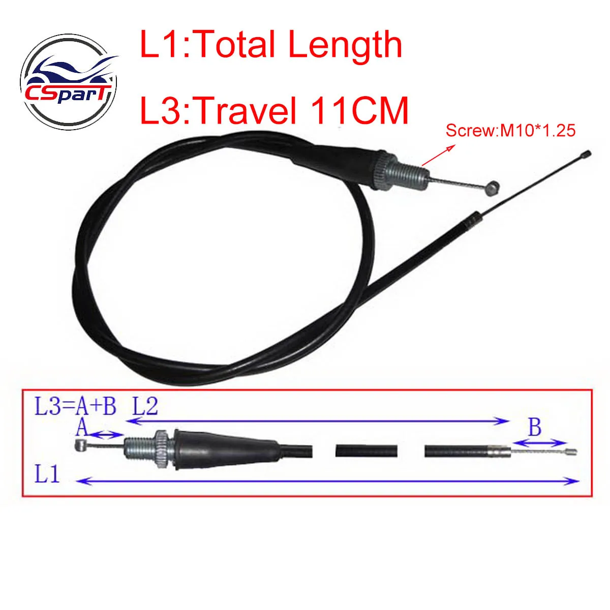 Straight Throttle cable 85CM to 130CM For XR CRF 50CC  90CC 110CC 125CC 140CC 200CC 250CC Dirt Pit Bike Parts