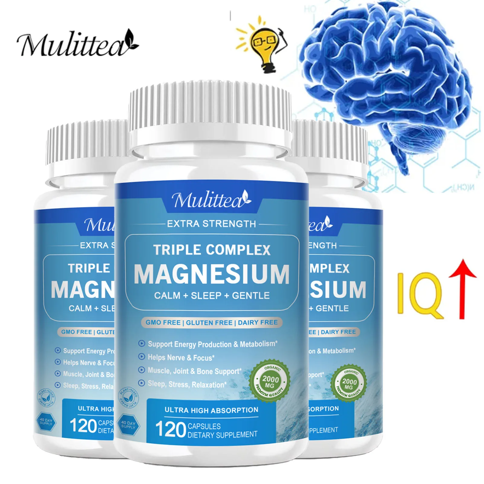 Mulittea Absorbable Magnesium Threonate Capsules Enhances Focus Memory Help Sleep Quality Inventors Brain Formula