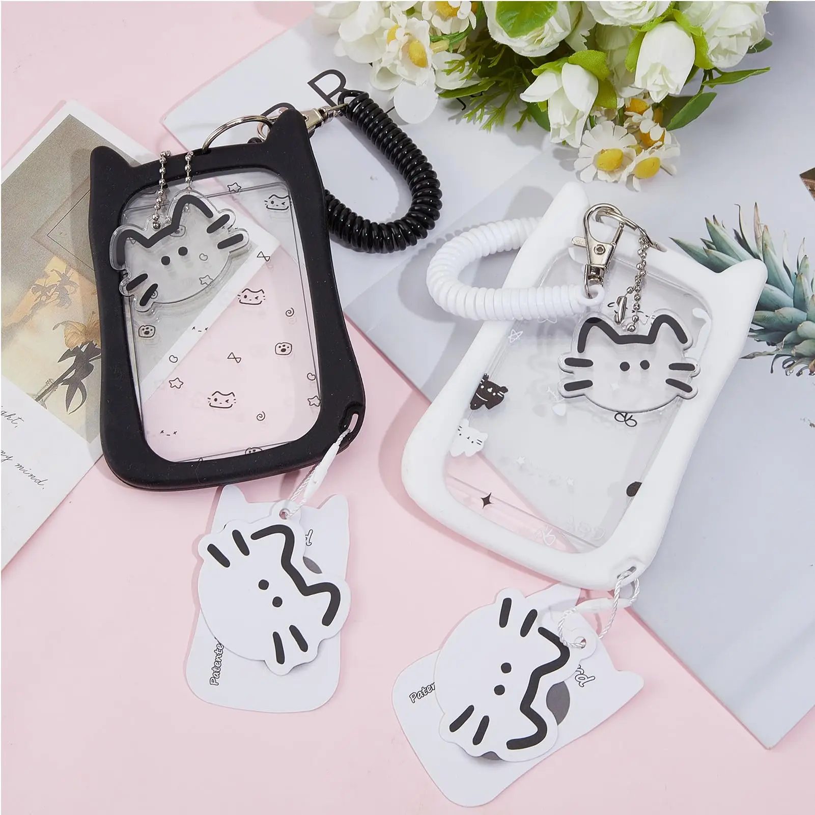 Cats Ear Photocard Holders Card Covers Keychain Pendant Phot