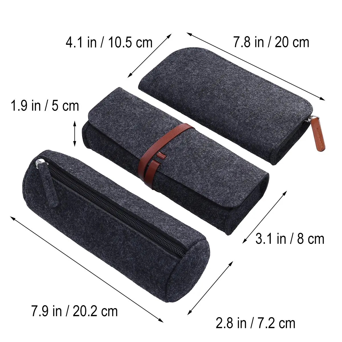 

3 Pcs Zipper Pen Case Makeup Bag Pencil High Capacity Organizer Cosmetic Pouch Student