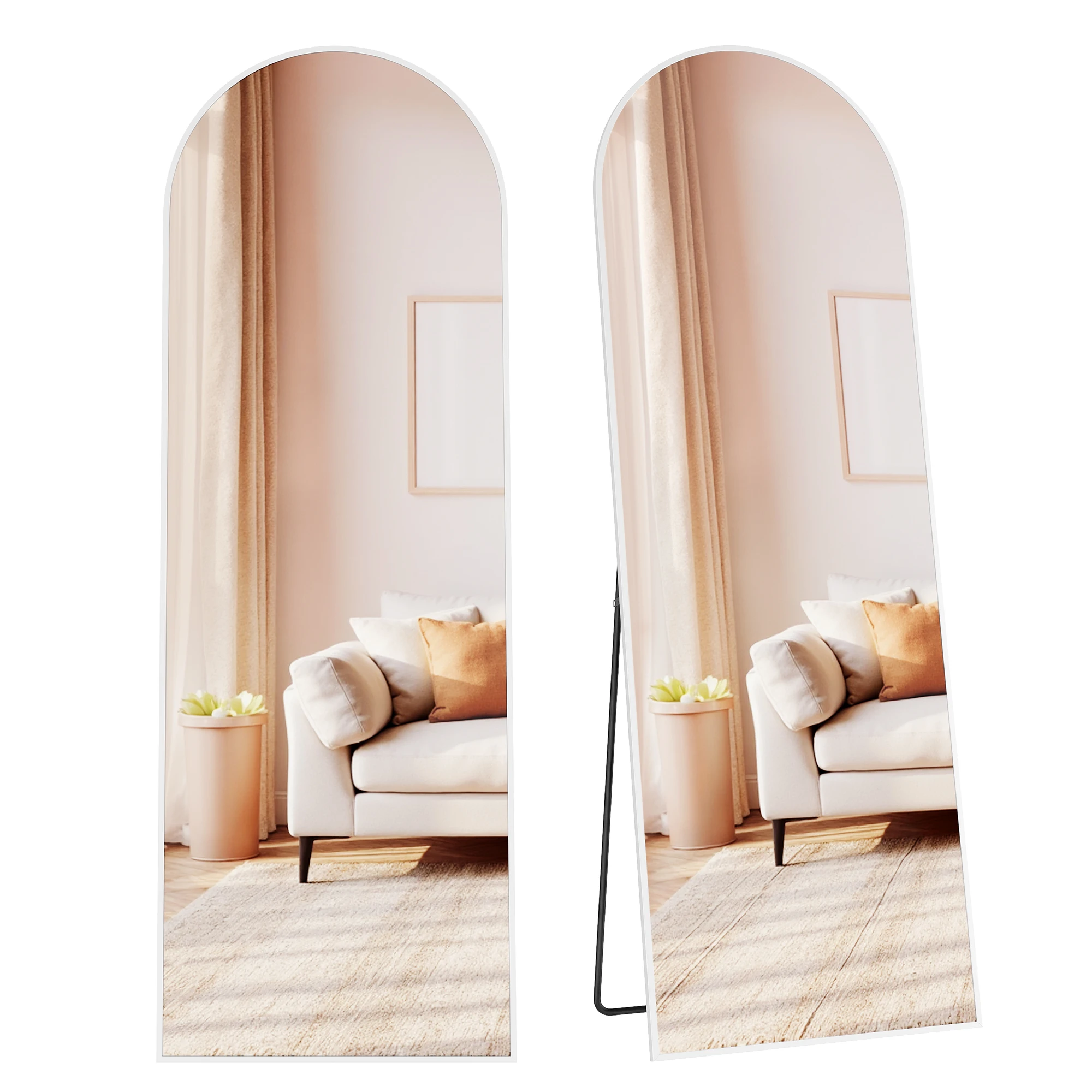SONGMICS passpiegel 160x50 cm gebogen standaardspiegel frame van aluminiumlegering - afbeelding 2