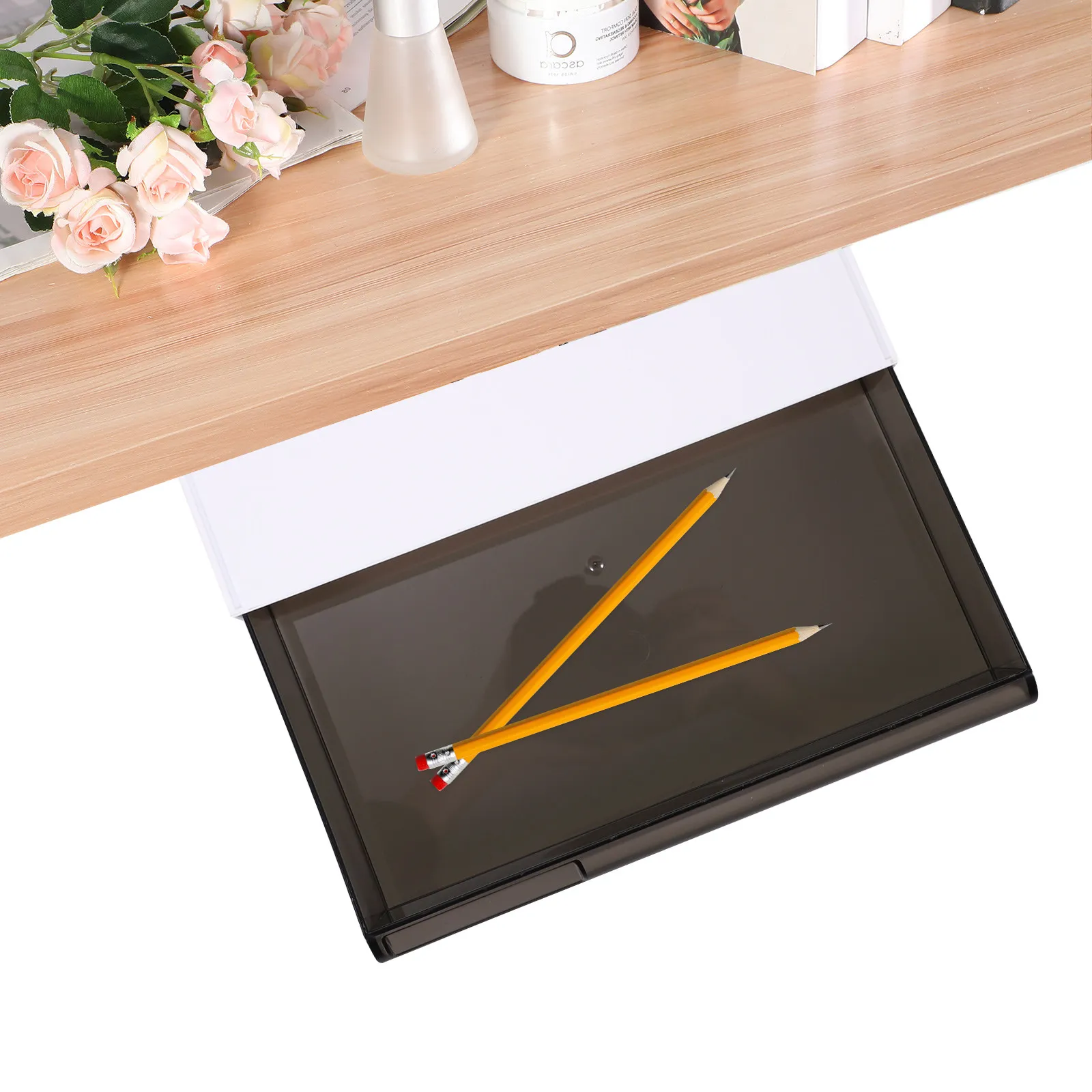 

Скрытый органайзер под столом: прочный пластиковый выдвижной ящик для хранения офисных и домашних принадлежностей, компактный, экономит место