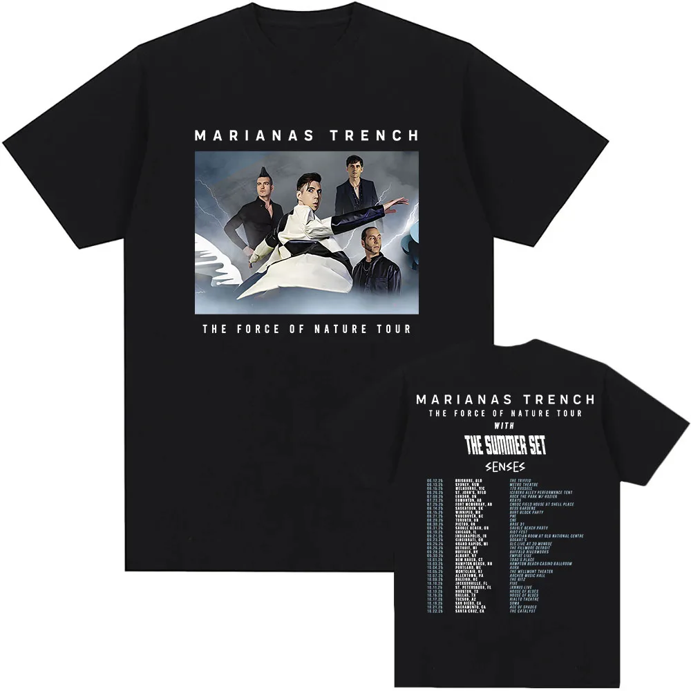 

Футболки MARIANAS TRENCH Band THE FORCE OF NATURE TOUR, летняя хлопковая мужская и женская футболка унисекс, уличная одежда, повседневные мужские футболки