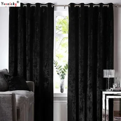 38 Colors Black Velvet Curtains 108 inches - High-end Blackout Soft Velvet Panel Drapes for Bedroom,Thermal Insulated Curtain