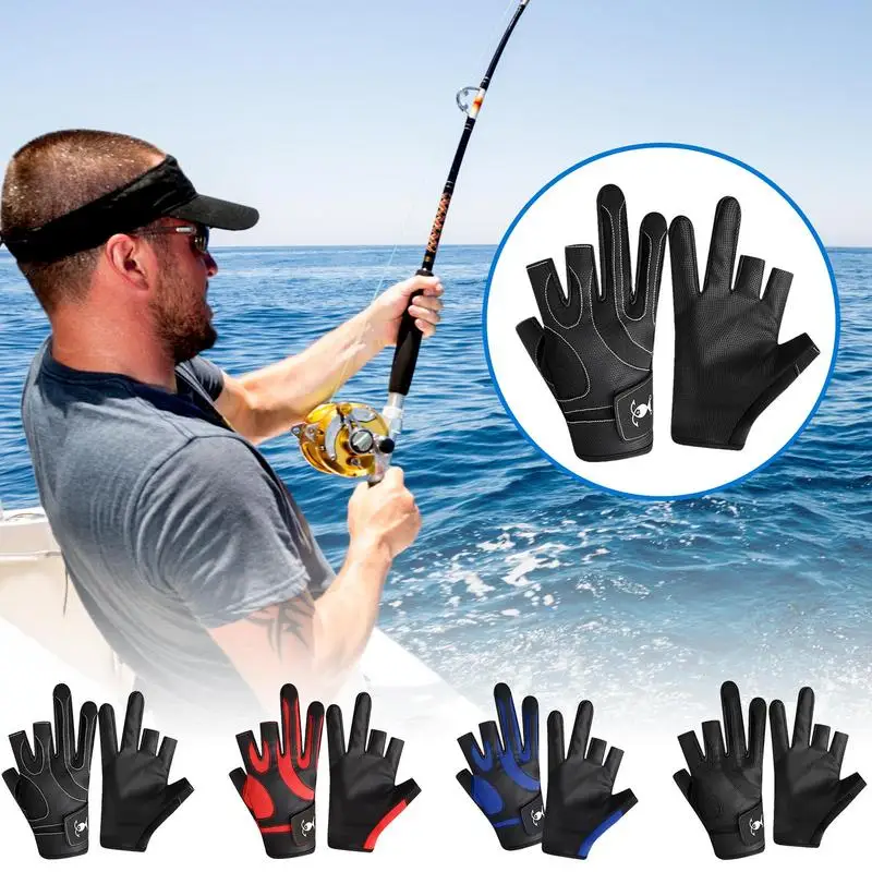 Mittens For Sports 3-Cut Fingers Fishing Mittens Waterproof Adjustable Elastic Band Mittens For Men Women Non-Slip Grip For