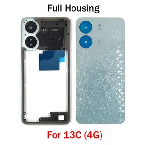 Bilashmart Redmi 13C 4G Back Battery Cover + Middle Frame Housing Bezel With Side Button Repair Parts