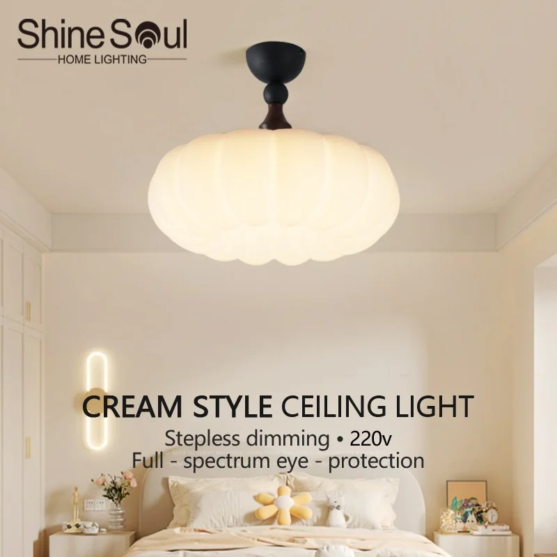 

Nordic Retro LED Ceiling Light Cream Style Remote Control Dimming Home Lighting Living Room Bedroom Children's Decor Chandelier