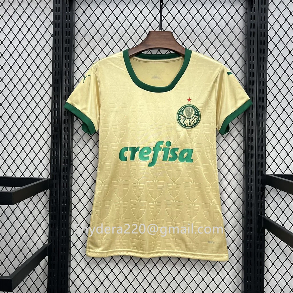 

2024/25 женская желтая быстросохнущая одежда Palmeiras Thirds Away, тренировочная футбольная рубашка