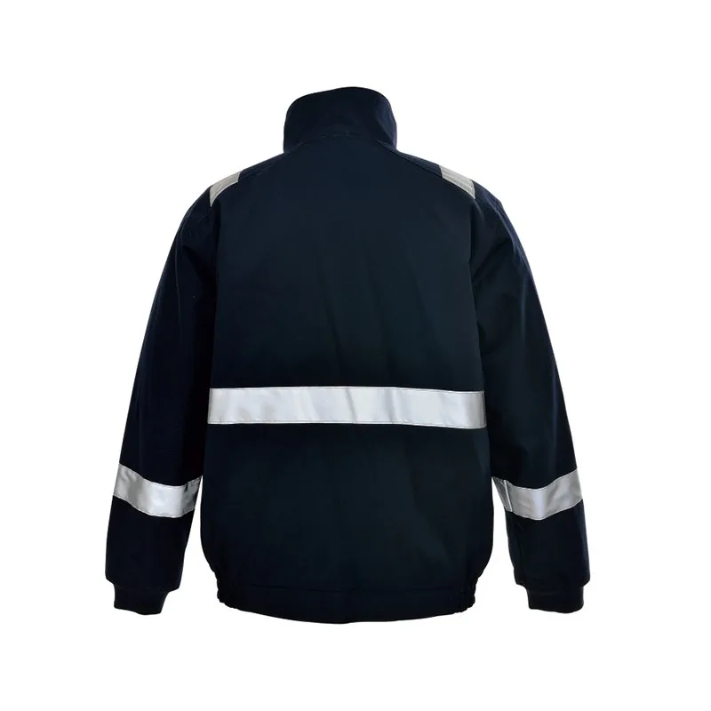 Navy Winter Work Coat Reflective Safety Thickened Jacket for Men Multi Pockets hi vis Workwear Jacket