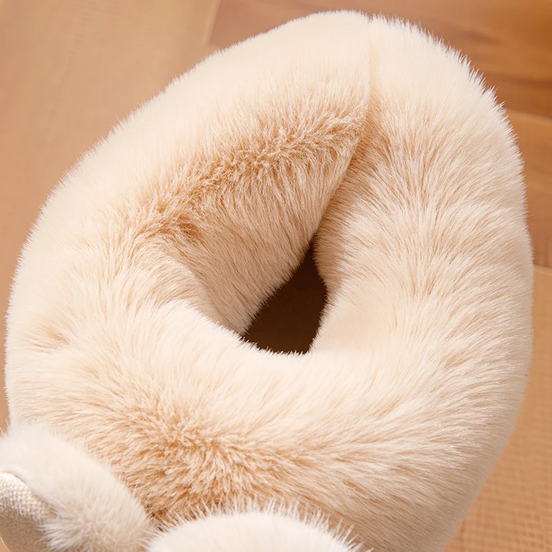 Fashion Fur Slippers For Women Men Winter Warm Ankles Cozy Furry Slides Home Indoor Soft Sole Plush Slides House Footwear view 5