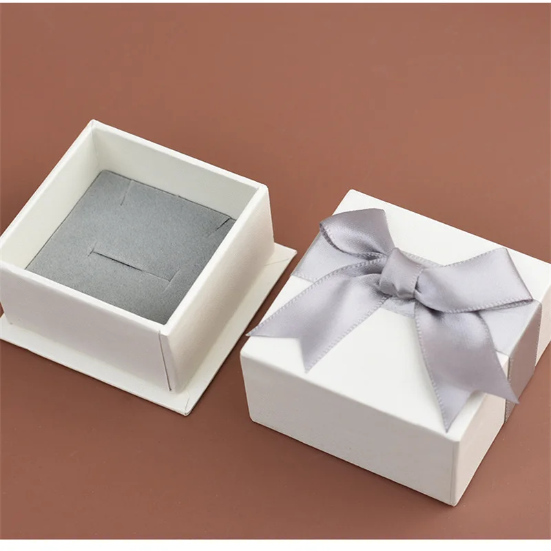 10PCS Ribbon Bowknot Jewelry Organizer for Women Paper Gift Box Packaging Earring Bracelet Necklace Jewelry Case with Sponge