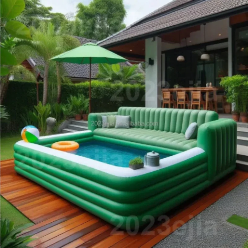 Durable, luxurious, high-quality inflatable pool sofa for two people, outdoor backyard for adults, large size for swimming