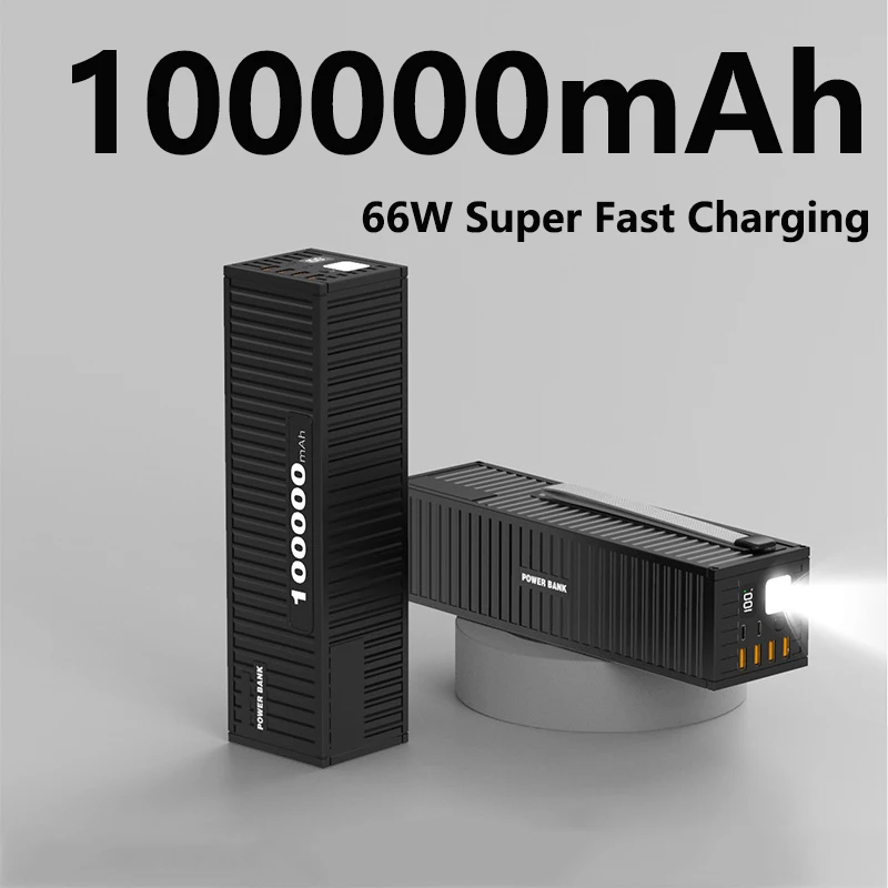 Banco de potência 100000 mAh com 4 USB Tipo C PD 20W 66W Carregamento Rápido Powerbank Bateria Externa para iPhone Huawei Xiaomi Samsung