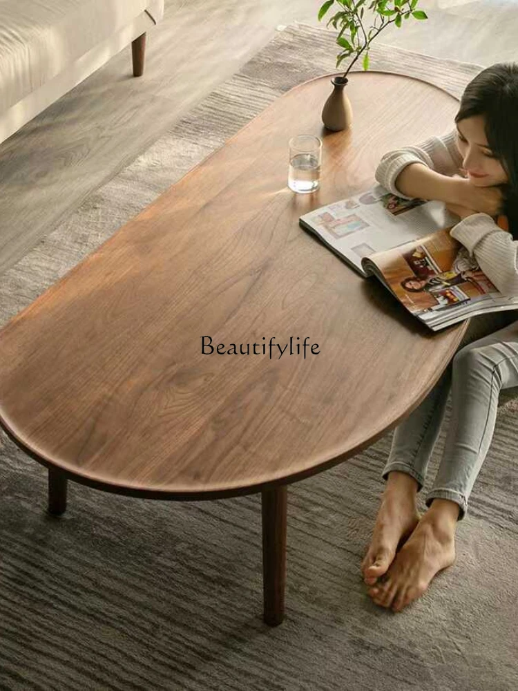 Special-shaped coffee table dining table dual-purpose North American black walnut all solid wood modern simplicity