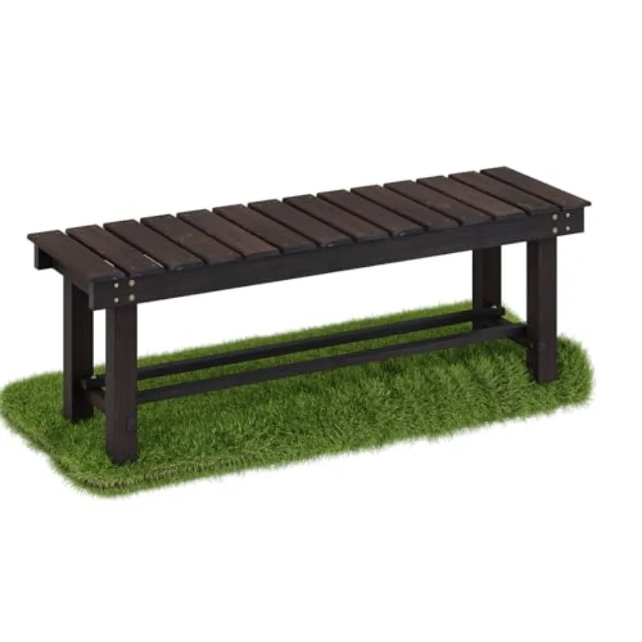 

Outdoor garden bench for 3 persons solid carbonized fir wood natural brown weatherproof and versatile for patio porch backyard