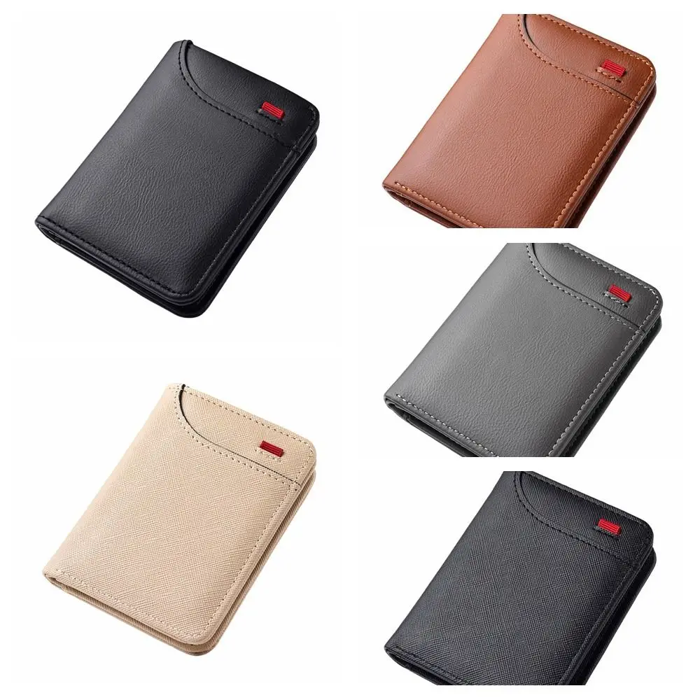 Retro Einfarbig Kurze Männer Brieftasche Zwei-Falten Ultra Dünne Männer Karte Halter Mini Mehrere Karte Slots PU Leder geldbörse Im Freien
