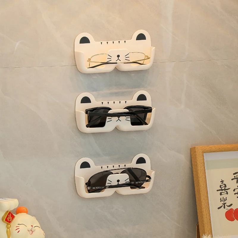 Wall Mounted Glasses Storage Rack Cute Cat Eyeglasses Holders Sunglasses Display Stand Organizer Space Saving Shelf Home Decor