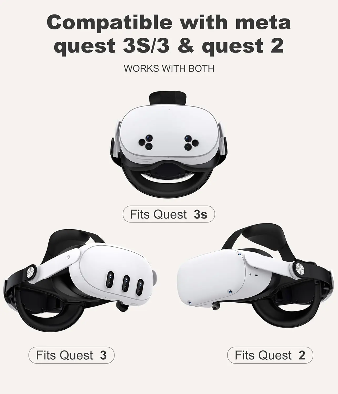 MQ1000 لـ Meta Quest 3S/Quest 3/Quest 2 حزام الرأس لحزام النخبة VR سماعة الرأس حزام الضغط بلاي ستيشن فيتا لعبة
