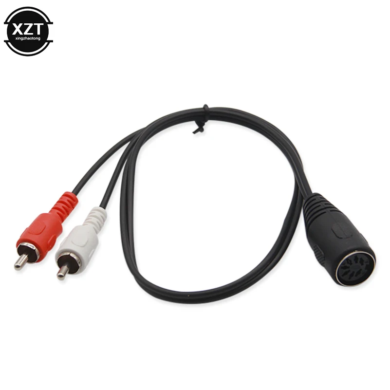 DIN 7-Pin  Female Plug to Dual 2 RCA Phono Male Jack Audio Adapter Cord Cable 50cm/100cm