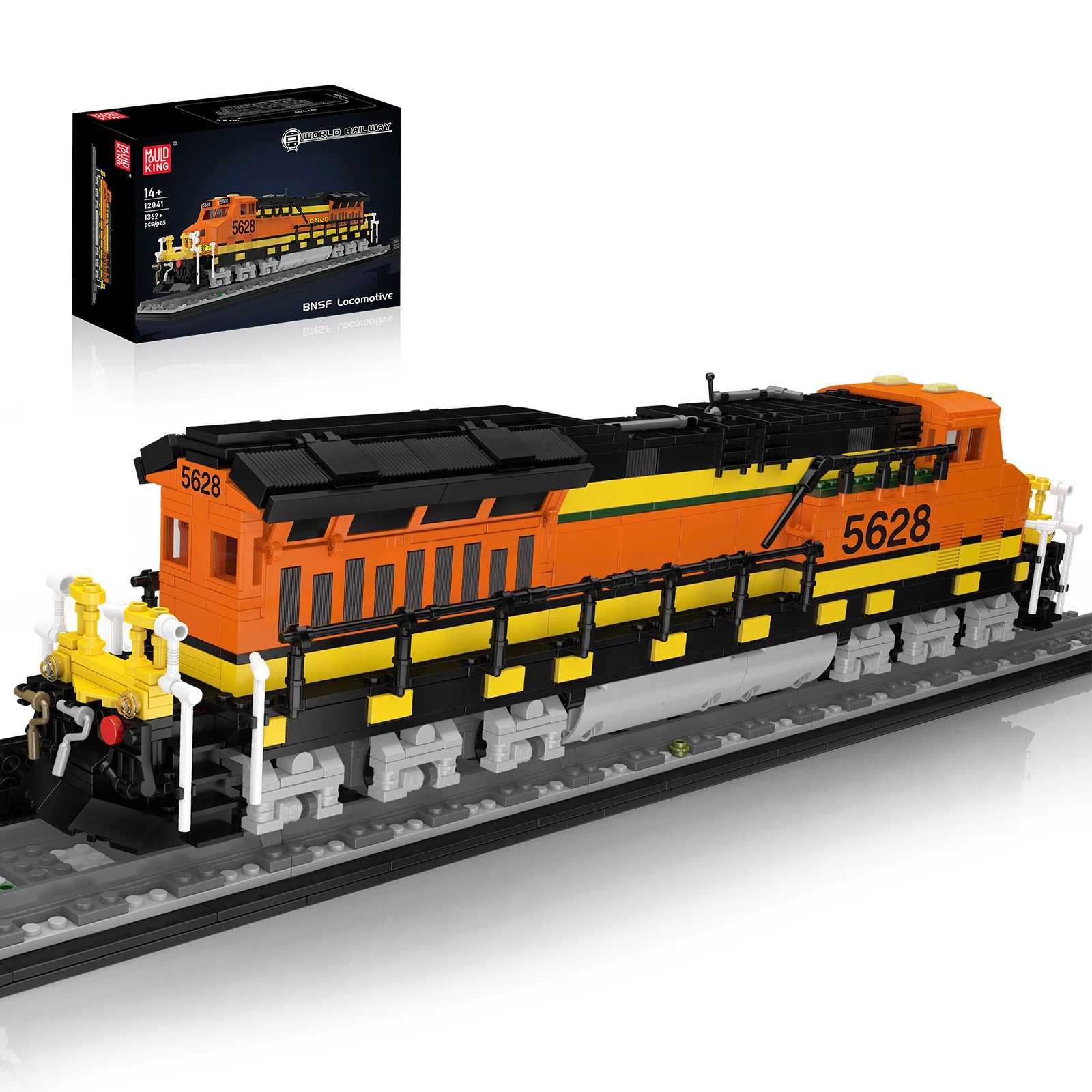 Mold King 12041 BNSF Blocos de construção de locomotiva 1362 unidades Mini tijolos Conjunto de trem modelo controlado por APP