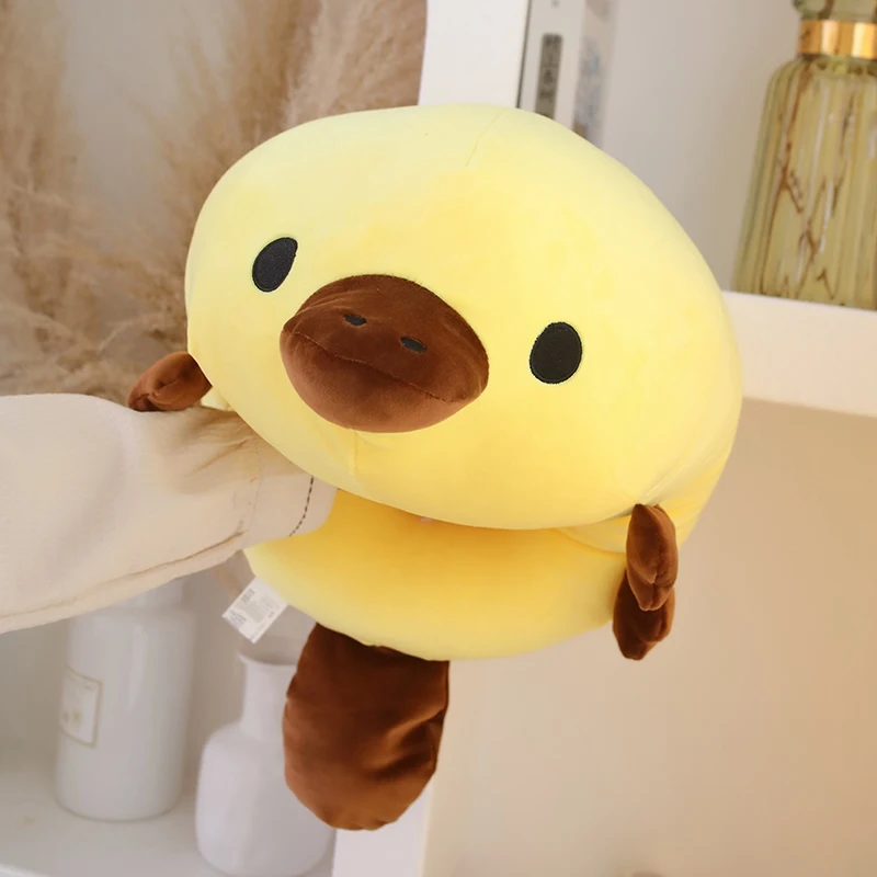 Jouet en peluche à l'ornithorynque de dessin animé, jaune et marron, oreiller naren peluche au beurre, décoration de chambre, cadeaux pour filles et garçons, 45 cm, 55cm, mignon