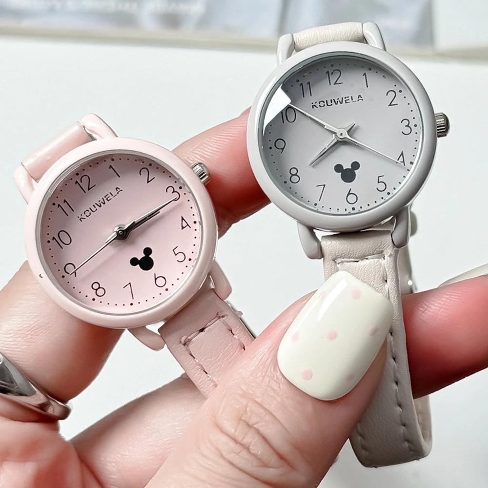 Disney Mickey Girls' Children's Fashion Watch Quartz Movement PU Leather Strap Female Student Boy Watch Suitable for Children's