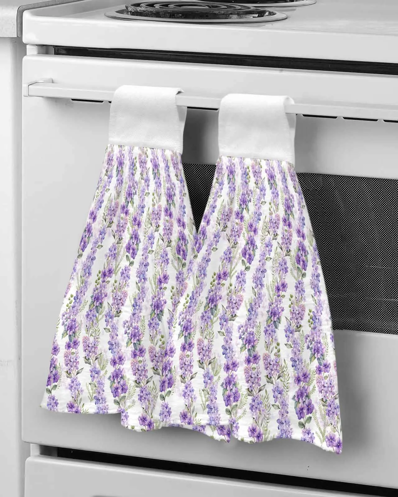 Wisteria Flowers Leaves Watercolor Hand Towel Hanging Cloth Quick Dry Absorbent Towel Kitchen Hanging Towel Cleaning Rag