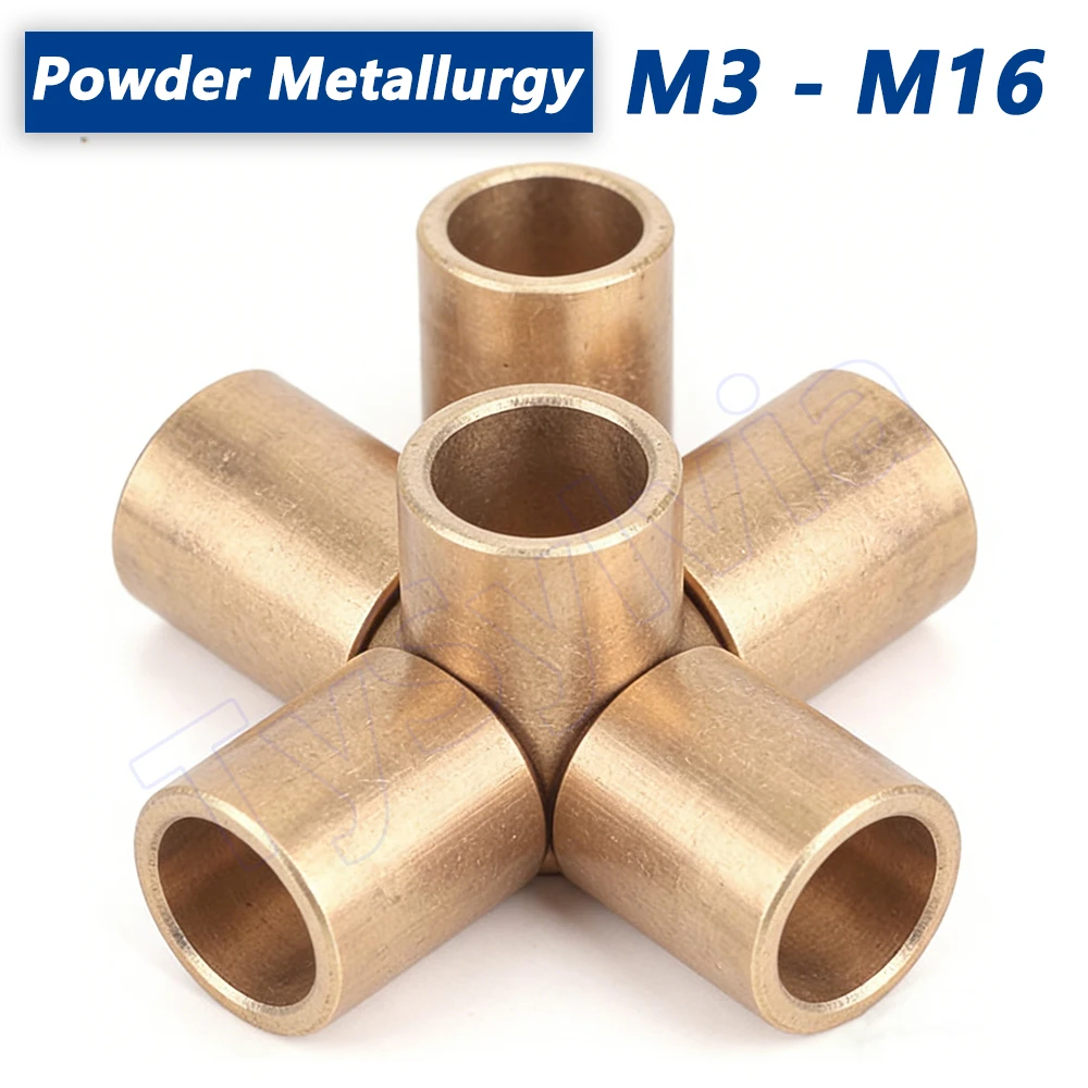 Bagues en cuivre pour roulement d'huile de métallurgie des poudres - M3 - Manchon d'arbre en laiton autolubrifiant M16, joint de rondelle de bague non fileté