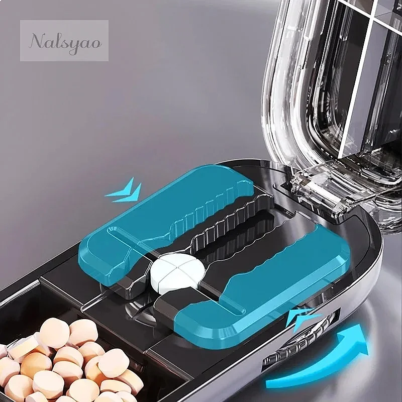 New Quartering Pill Cutter Storage Box Portable Drug Tablet Medicine Dustproof Divider Organizer Crusher 1/2 1/4