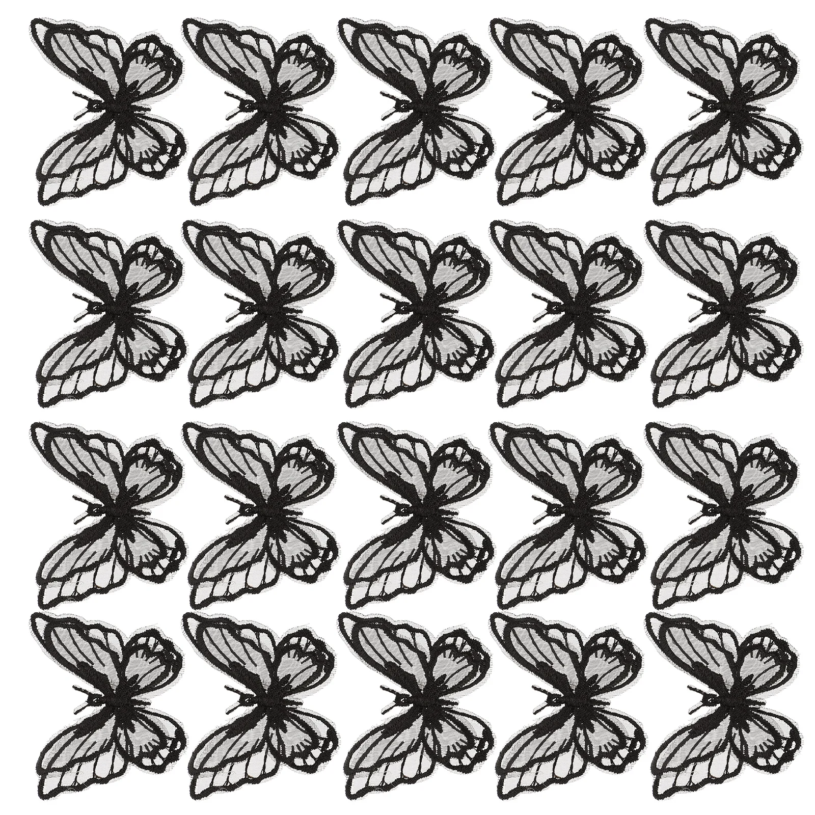 

20 Pcs Black Embroidery Patches Three dimensional Cloth Sticker Lace Appliques Sewing DIY Decor Clothes Accessories