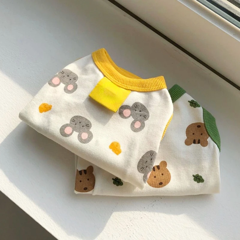 Vêtements pour animaux de compagnie pour chiens, chiot, été glathin FN anian Jumper Bear Print T-shirt Teddy Cartoon Vêtements pour chiens Produits