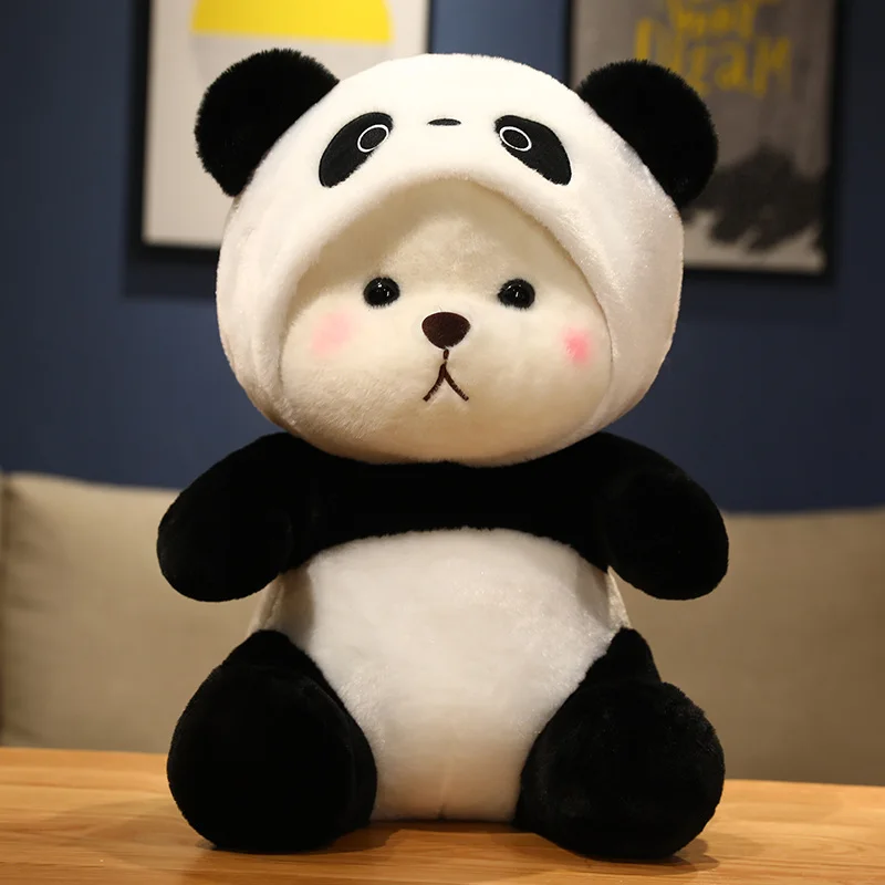 Witte Teddybeer Cosplay Panda Pop Pluche Speelgoed Kawaii Capuchon Cartoon Dierentuin Plushie Zitten Peluche Cadeau