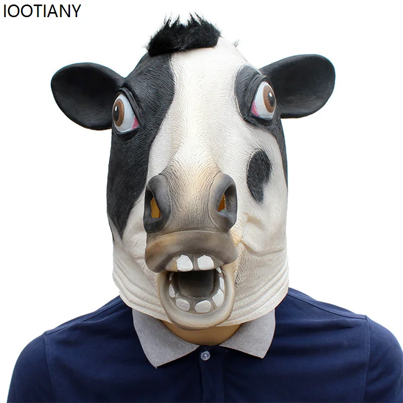 

Halloween cow role-playing latex mask adult animal headgear unisex holiday party disguise carnival stage performance funny latex