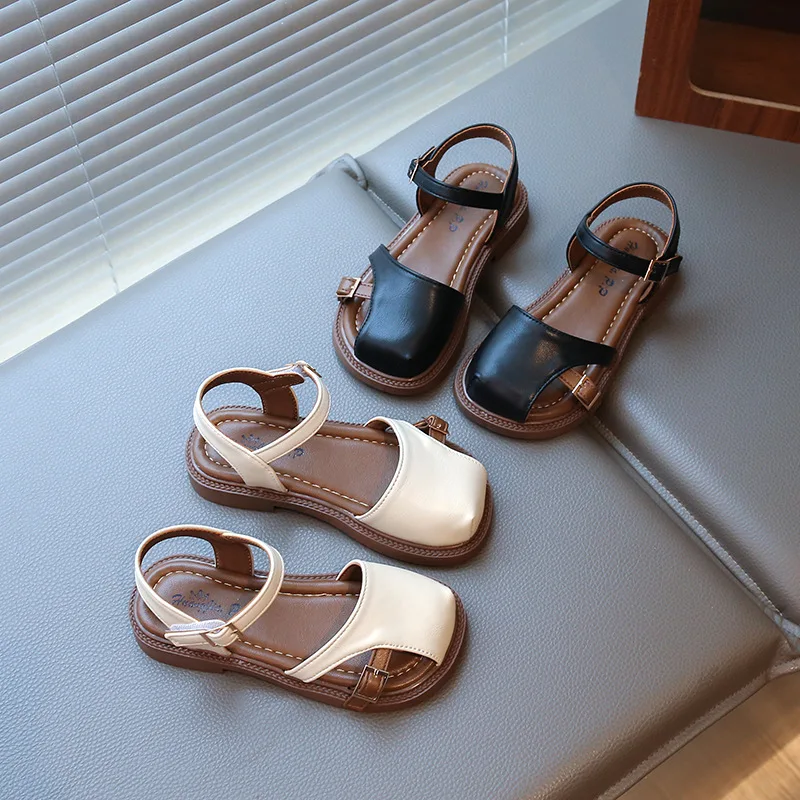 

Girls Closed Toe Sandals Summer New Children's Hollow Shoes Fashion Breathable Roman Shoes Flats Slipper Size 22-36