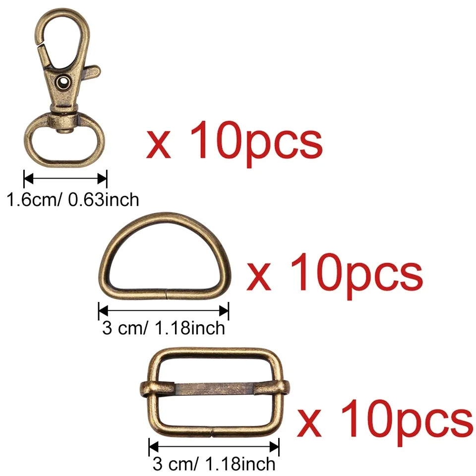 30PCS Adjuster Buckle Belt Key Chain Slide Buckle Middle Center Bar for Bag Strap Belt Webbing and Leather Strap Making