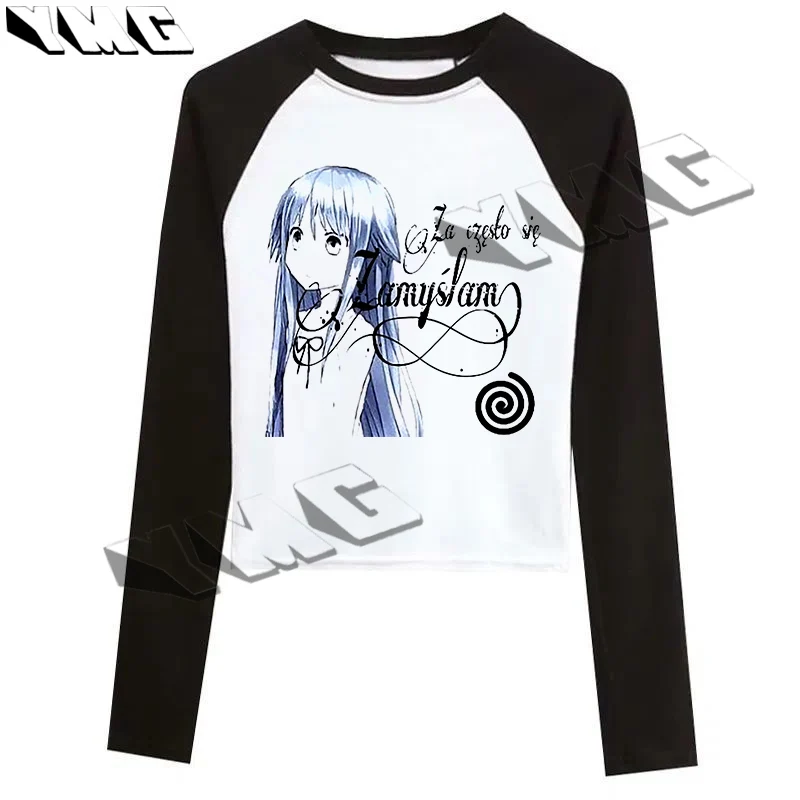 

Harajuku Y2K clothing women's cute long sleeved top punk gothic top anime print aesthetics Emo girls fashion sexy streetwear