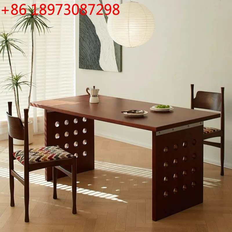 

Ретро твердый деревянный скандинавский небольшой квартирный верстак, бытовой средневековый длинный стол из бревен