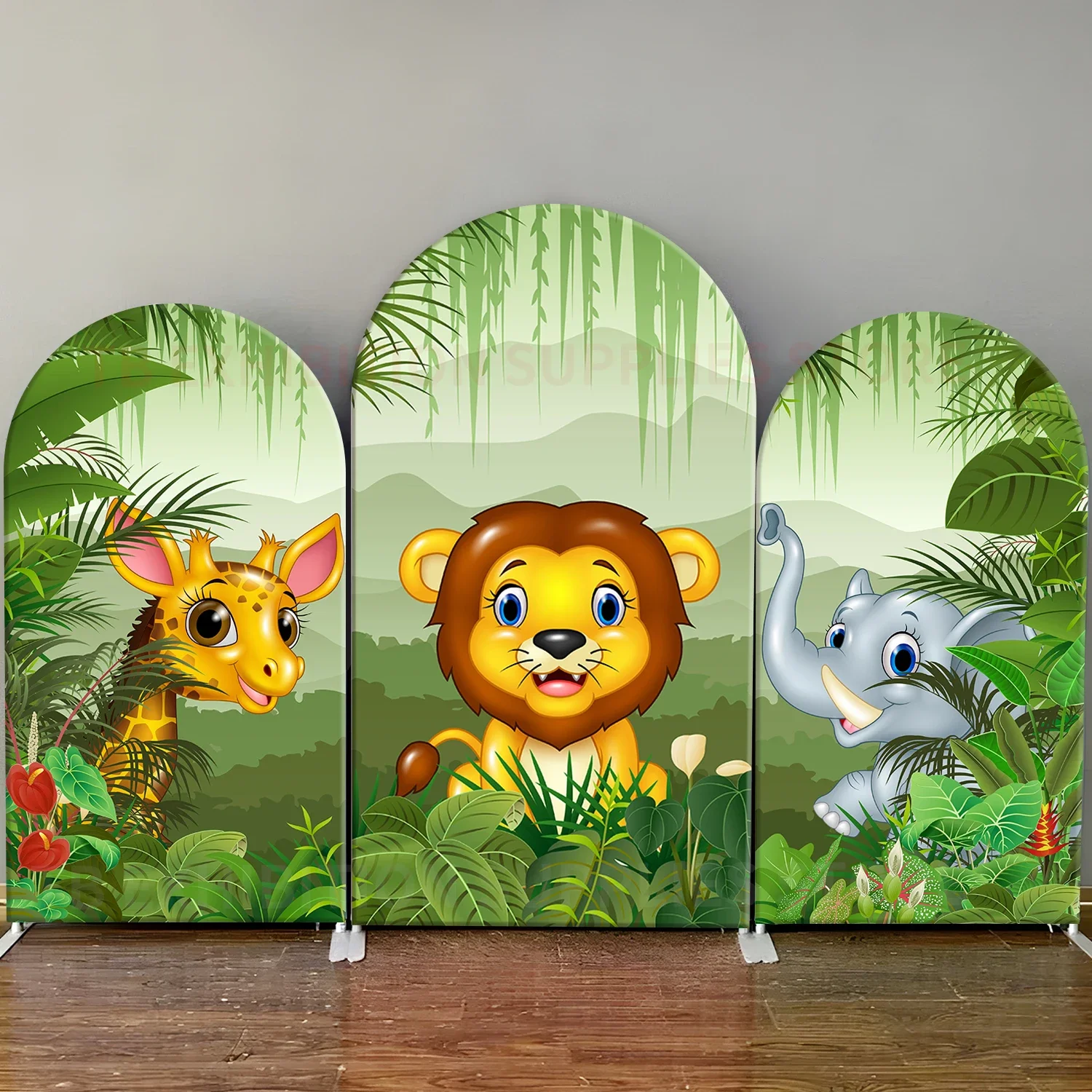 3pcs Wild One Arch Backdrop Cover Stand Frame Safari Jungle Baby Shower 1st Birthday Party Decoration Garland Panel Animals