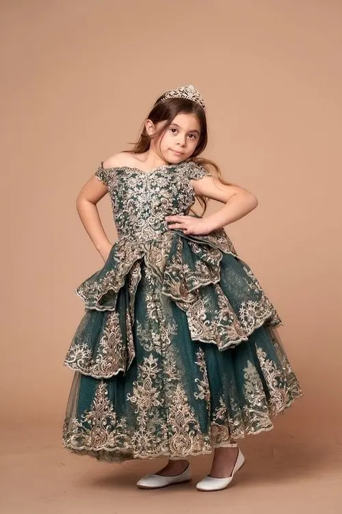 Cute Mini Quinceanera Dresses A-line Off The Shoulder Tulle Appliques Flower Girl Dresses For Weddings Pageant Dresses Baby