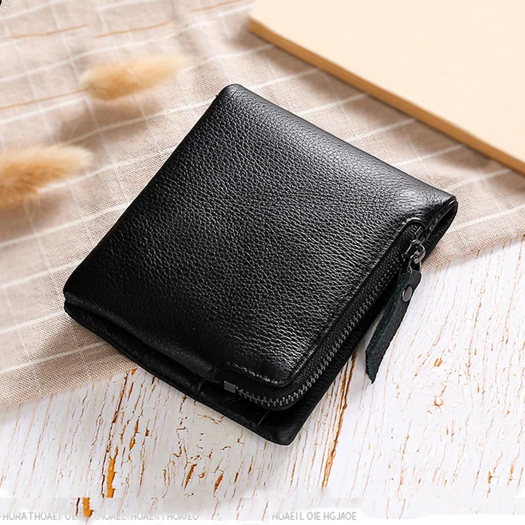 Rfid Genuine Leather Wallet for Men with Zip and Hasp Card ID Badge Holder Bag Wallets