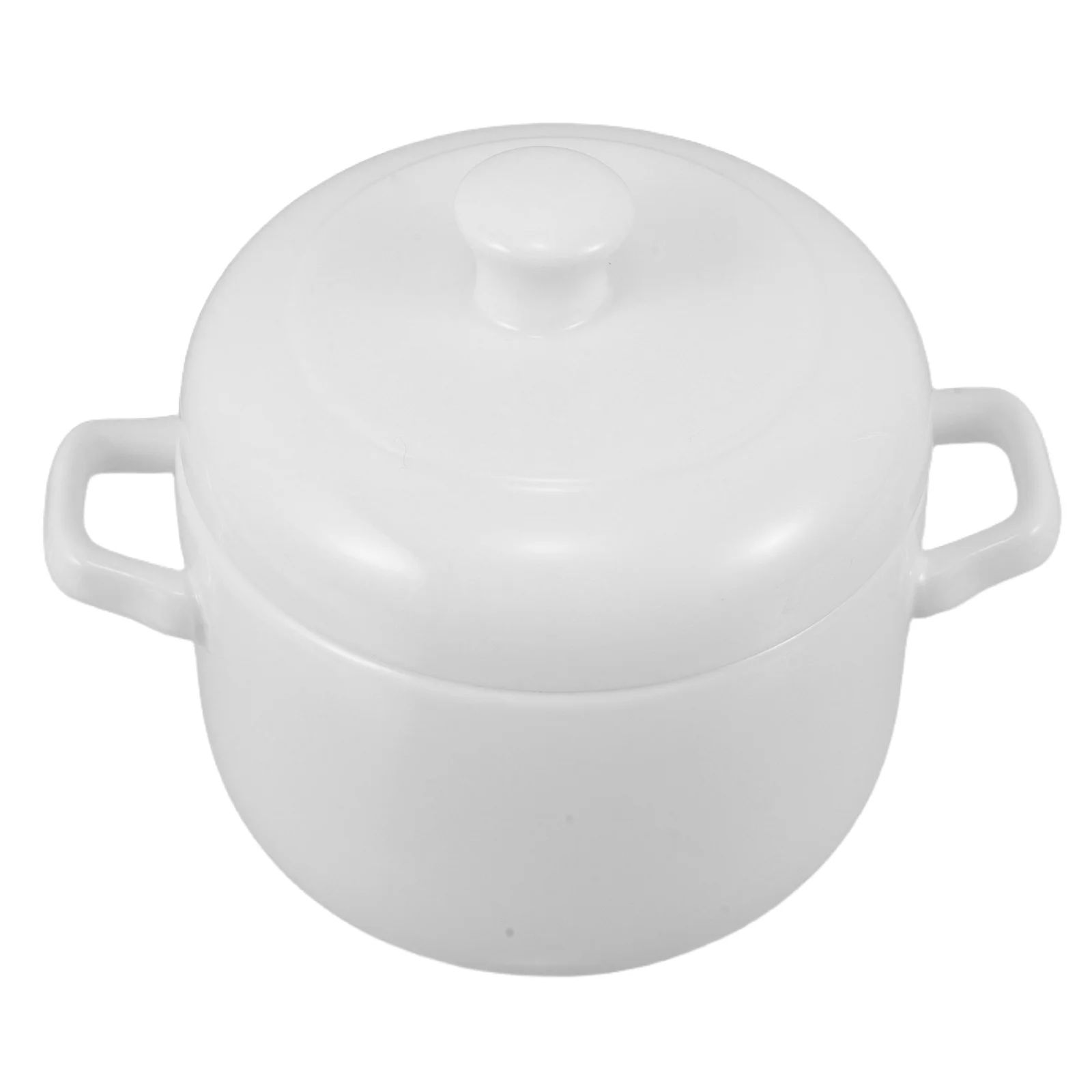 

Ceramic Stew Pot White Porcelain Cooking Cup for Steaming Dual Handle Small Pots with Handles