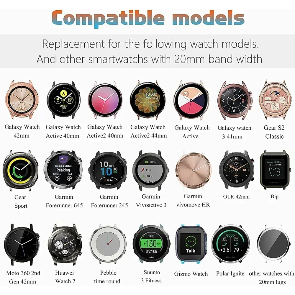 18/20/22mm Metal Strap for Samsung Galaxy Watch 6/5/4 40mm 44 Active2 Luxury Women Band for Huawei GT2/GT3 42mm Amazfit GTS4 Bip