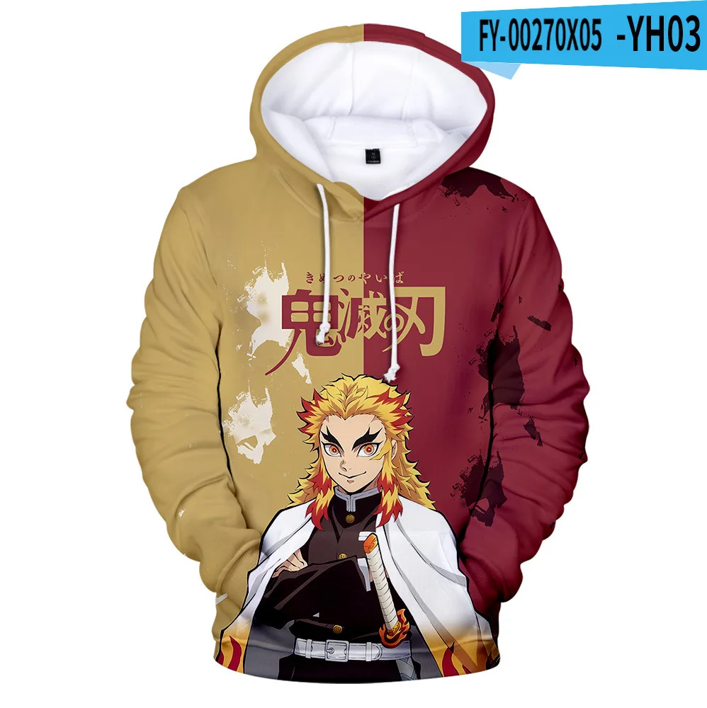 Bandai New Anime Demon Slayer Character Suit 3D Color Printing Trendy And Fashionable Fleece Hooded Sweatshirt For Men Women