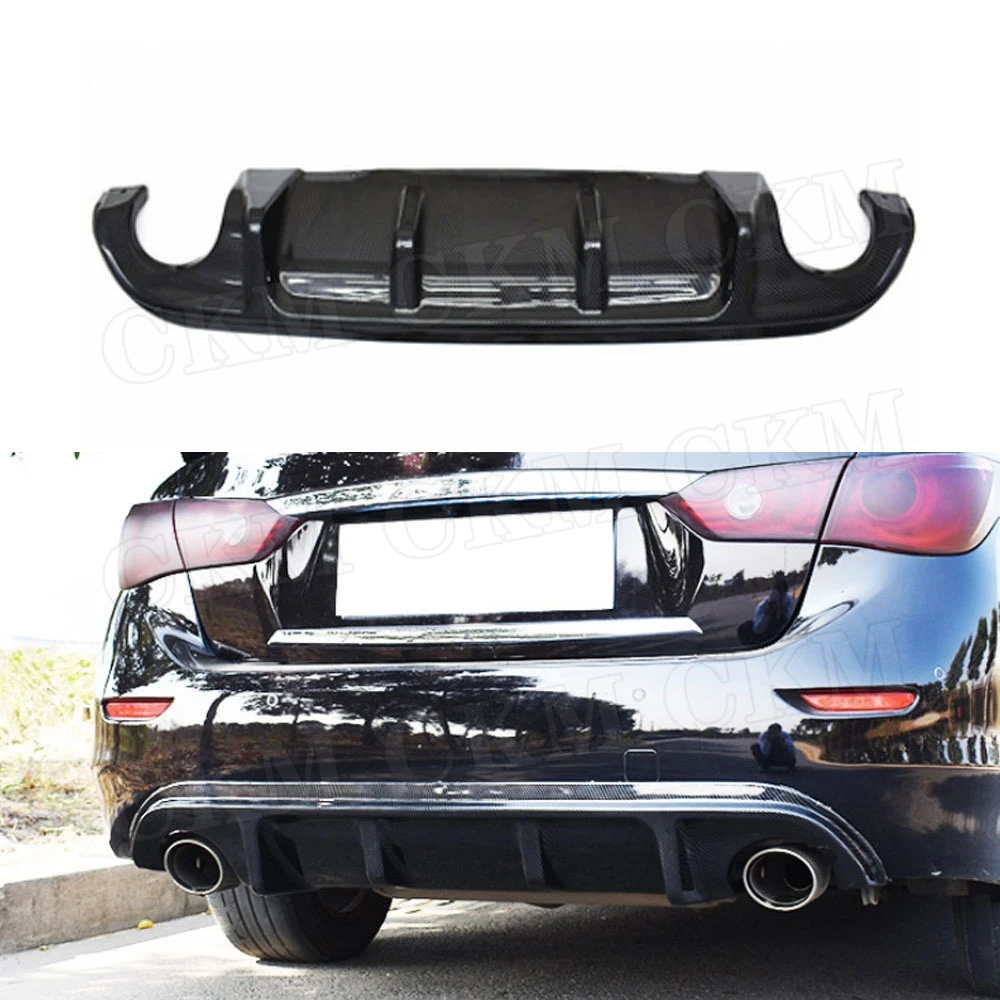 

ABS Material Carbon Look Rear Bumper Lip Diffuser For Infiniti Q50 Base Sport 2014 2015 2016 2017 Gloss Black Trim Cover