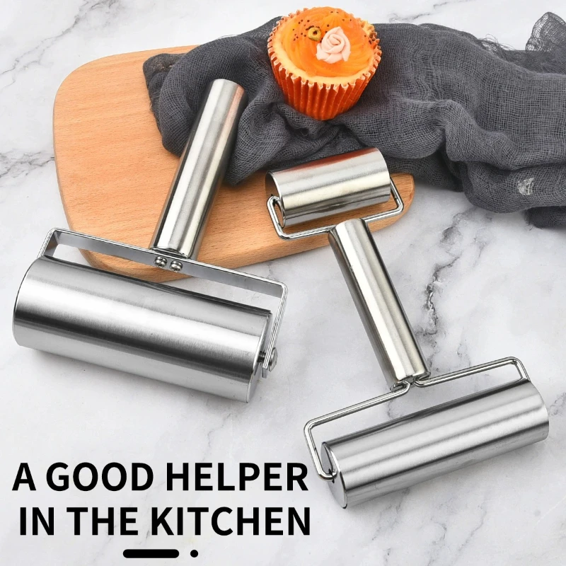 1/2pcs  Stainless Steel Rolling Pin - Kitchen & Home Use, Double-SidedRolling Pin with Rollers, Multifunctional Dough Roller