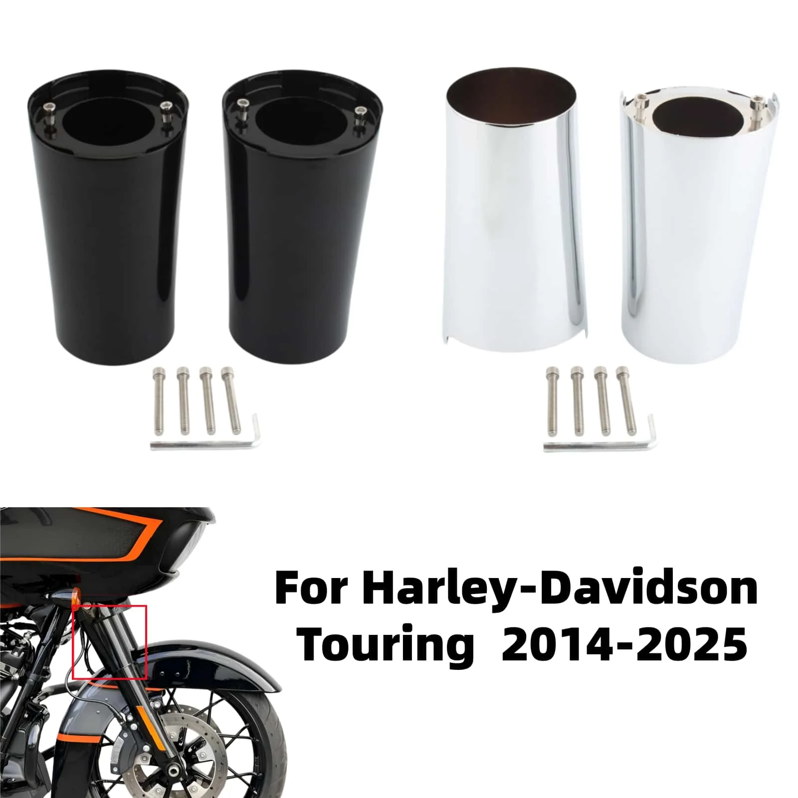 

Защитный чехол на переднюю вилку мотоцикла (амортизатор, слайдер) для Harley Touring Electra Street Tri Glide Road King Custom 14-Up